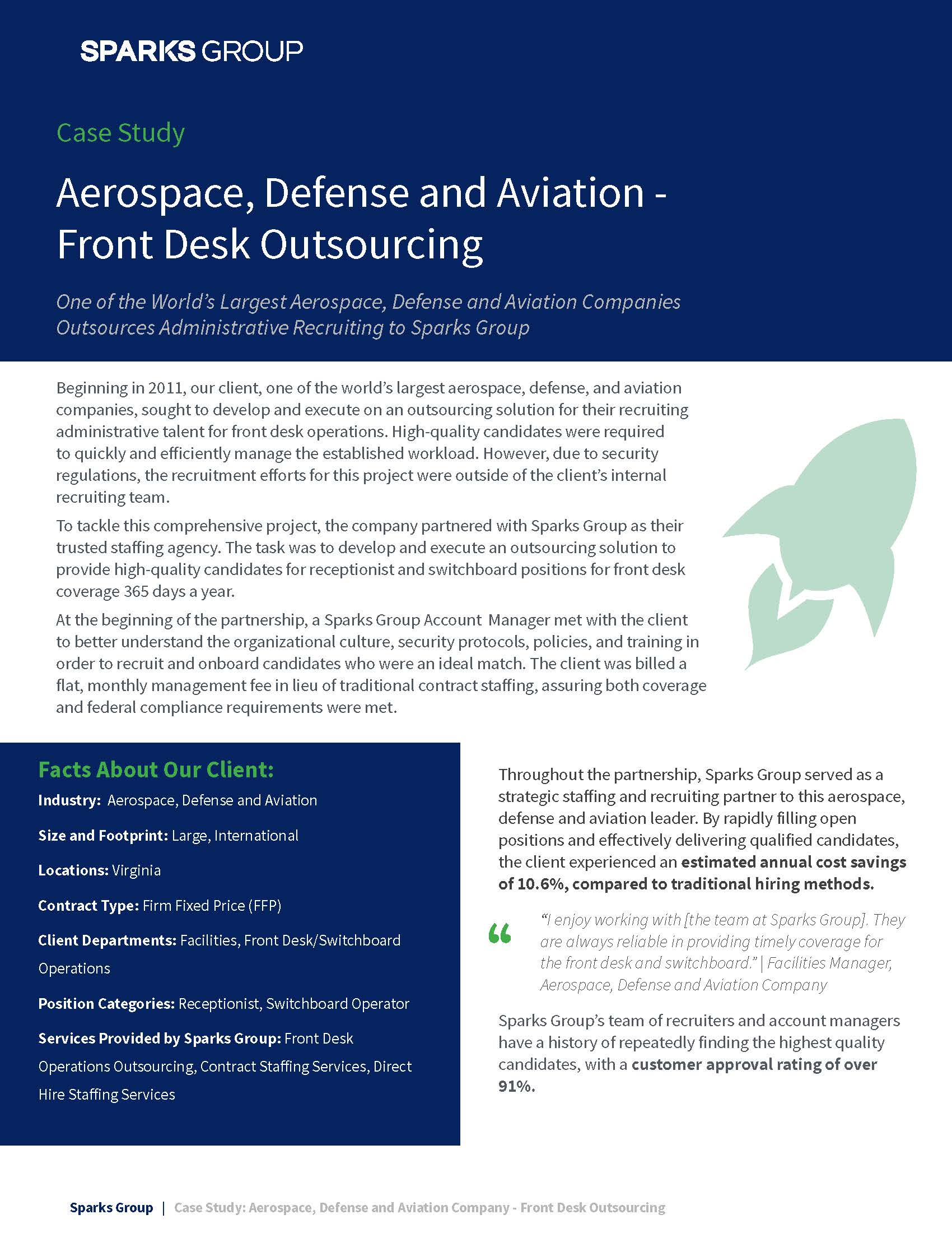 Aerospace, Defense and Aviation Company Front Desk Outsourcing Case Study